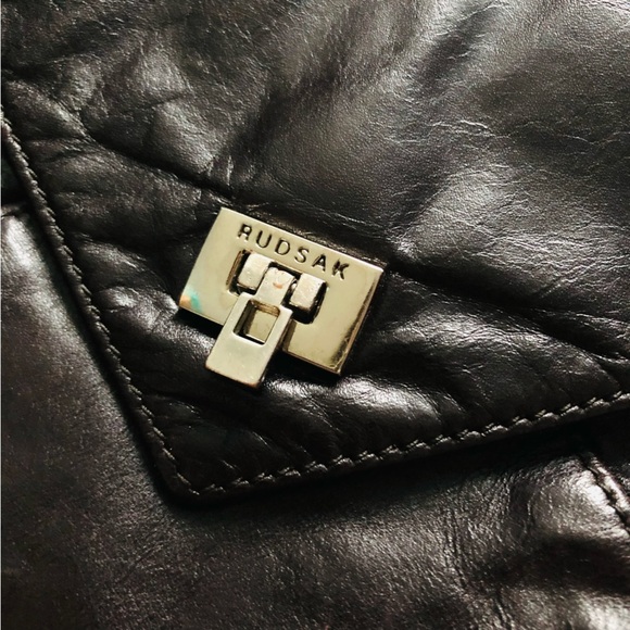 RUDSAK Timeless Collection Leather Purse Clutch Hand Bag Mahogany Dark Brown - Picture 4 of 9